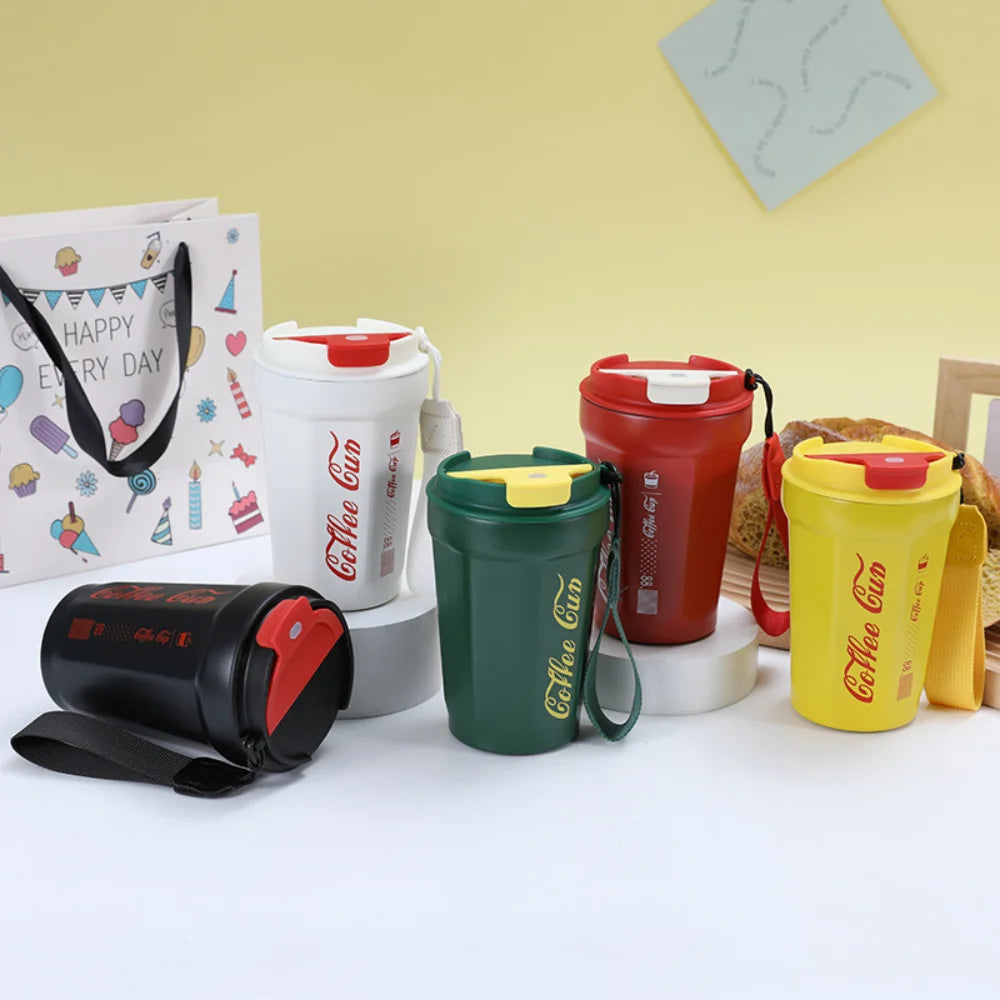 Stainless Steel Thermos Coffee Mug – Leakproof Double Wall Vacuum Travel Cup Portable Insulated Belt Carry Tumbler