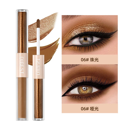 QIBEST Double-Head Glitter Liquid Eyeshadow – Contour Blush, Shimmer & Matte Pigment for Natural Cheek & Eye Makeup