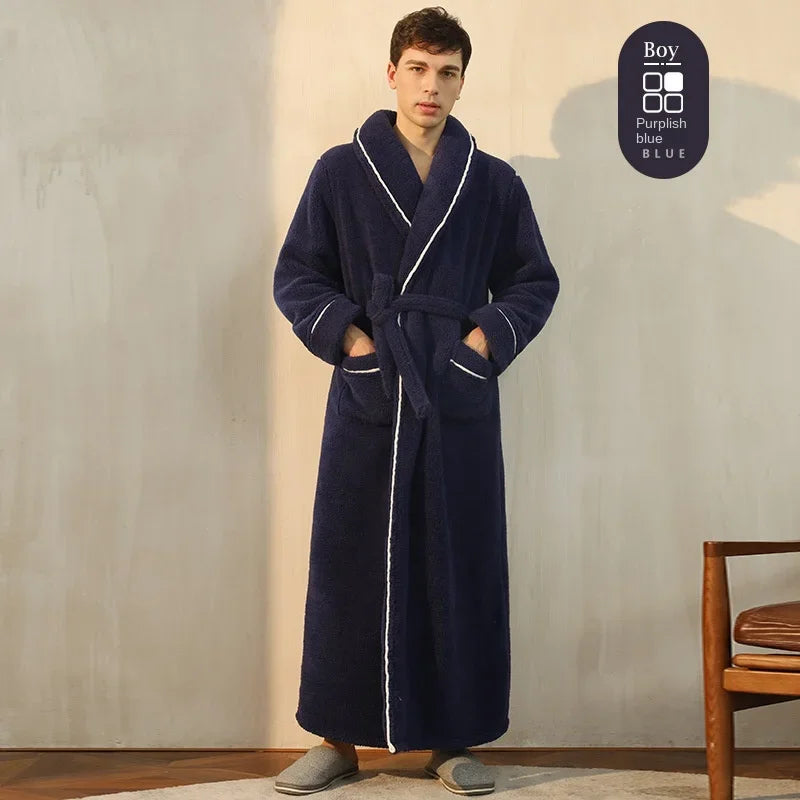 2025 Autumn Winter Cotton Robe – Thick Comfortable Large-Size Bathrobe for Men & Women, Luxury Couple Pajamas