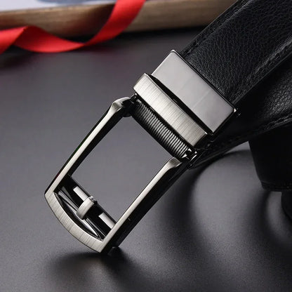 Men’s Luxury Click Belt – Genuine Leather Automatic Alloy Buckle for Business & Jeans