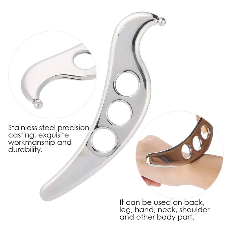 Stainless Steel Gua Sha Tool — Massage Scraping Board for Pain Relief, Myofascial Release & Physical Therapy