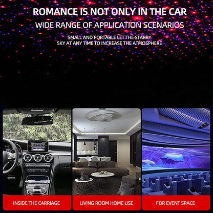 Car Interior USB LED Star Roof Light — Starry Galaxy Atmosphere Projector for Night, Party & Decoration