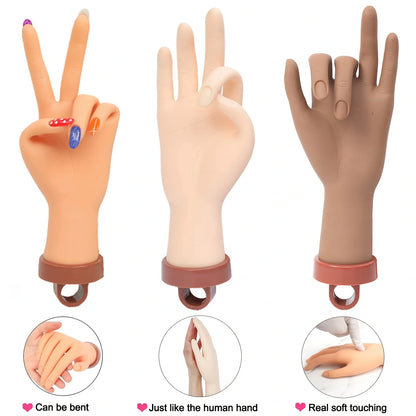 Nail Art Practice Hand – Flexible Adjustable Fake Finger Model for Manicure Training & Display