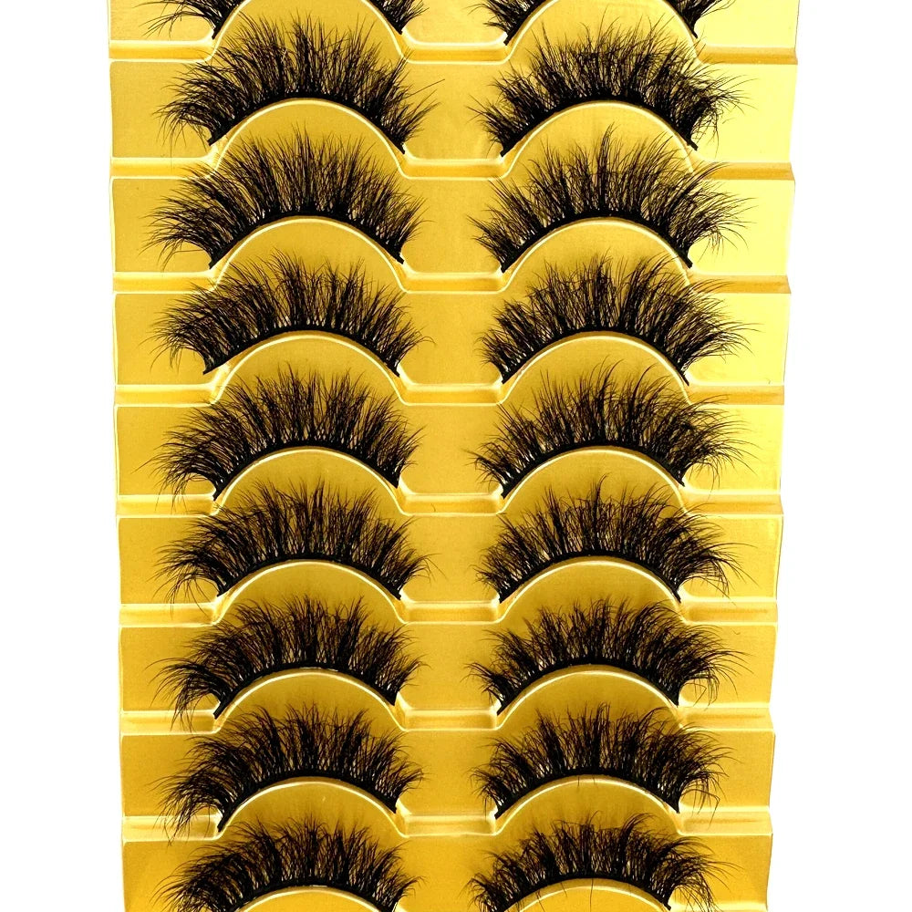 5/10 Pairs 3D Mink False Eyelashes – Wispy Handcrafted Full Strip Short Natural Lashes for Makeup