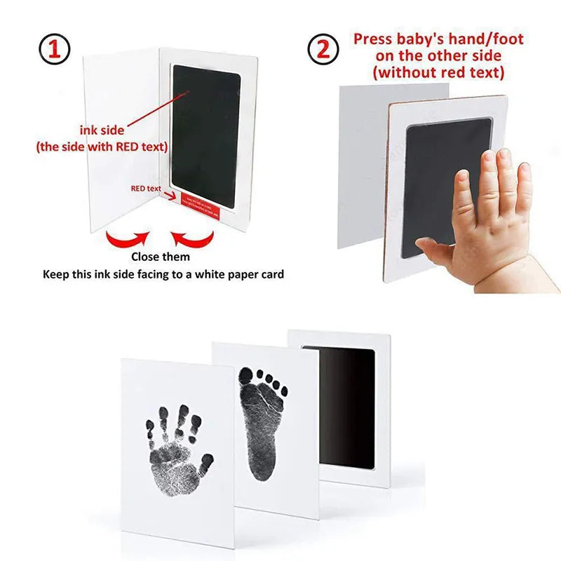Newborn Baby Hand and Footprint Kit: DIY Ink Pads Photo Frame - Safe, Clean Souvenir Accessories for Baby Shower Gift