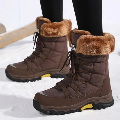 Women’s Waterproof Cotton Snow Boots – Cold-Proof Outdoor Long Boots with Thick Velvet Lining for Warmth
