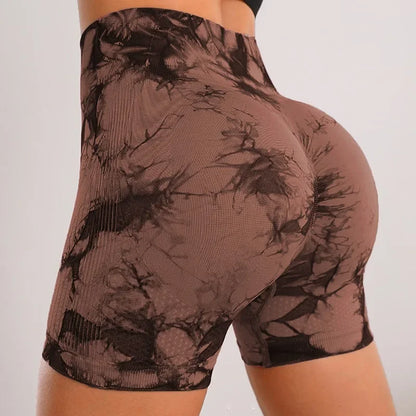 Women’s Yoga Shorts — High-Waisted Tie Dye Seamless Cycling & Running Sports Workout Gym Shorts S-XL