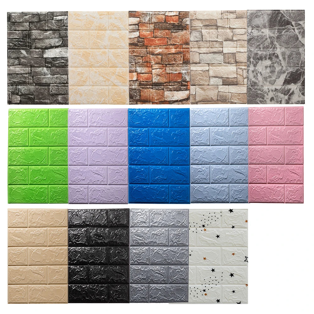 10/20pcs 3D Wall Stickers - Self-Adhesive Foam Panels for Room Decor - Waterproof Peel and Stick Wallpaper for Interior Decoration