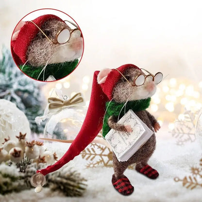 Cute Needle Felted Christmas Mouse – Handmade Holiday Ornaments & Craft Decorations