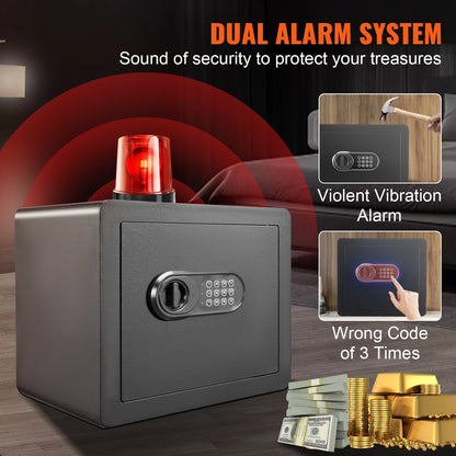 SucceBuy Electronic Safe Deposit Box — 1.2/0.5 Cubic Feet Digital Safe with Override Keys for Money, Jewelry, and Documents