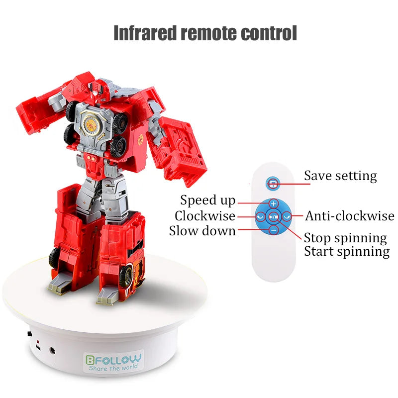 BFOLLOW 20/30/40cm Remote Control Electric Turntable – 360° Rotating Rechargeable Mirror Display Stand for Photography & Video