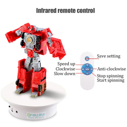 BFOLLOW 20/30/40cm Remote Control Electric Turntable – 360° Rotating Rechargeable Mirror Display Stand for Photography & Video
