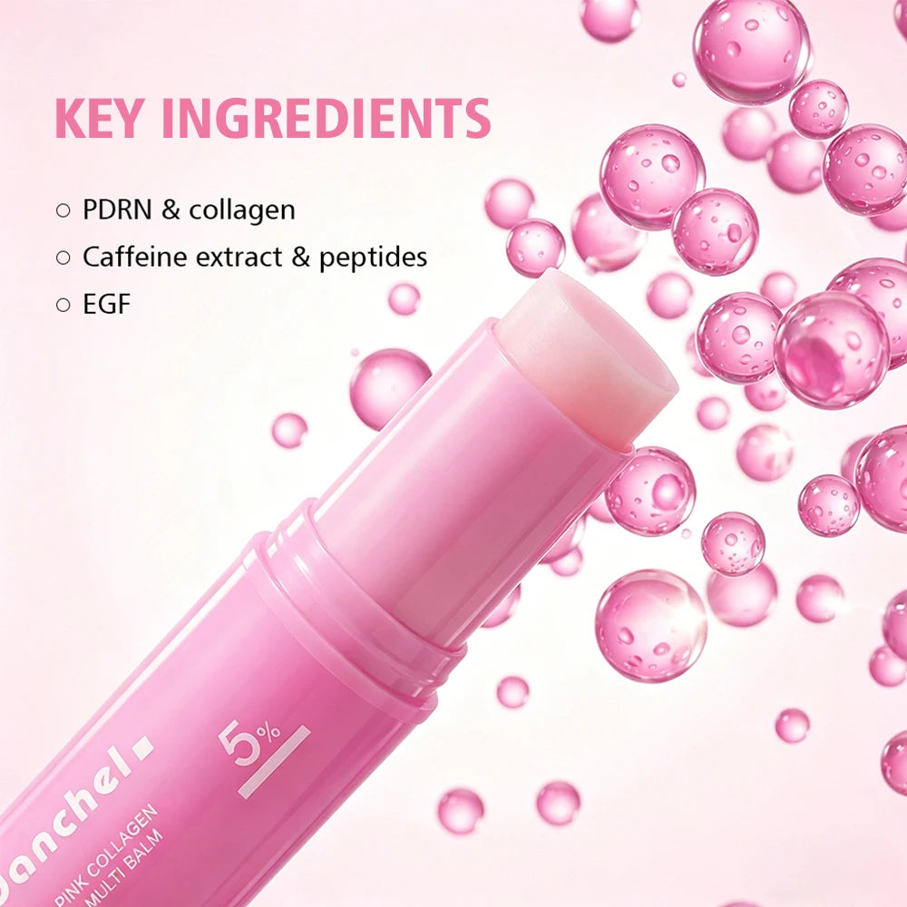 PDRN Pink Collagen Balm Stick - Anti-Aging Moisturizing Balm for Eyes, Neck, Forehead, and Smile Lines