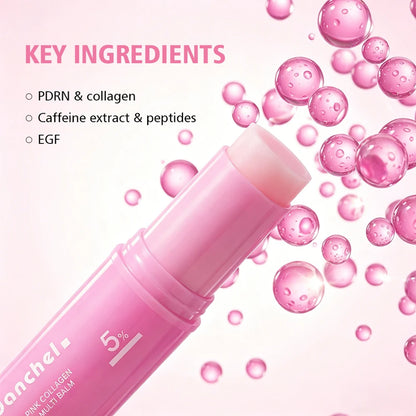 PDRN Pink Collagen Balm Stick - Anti-Aging Moisturizing Balm for Eyes, Neck, Forehead, and Smile Lines