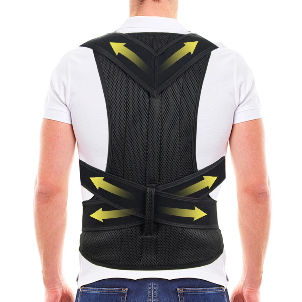 Adjustable Back Brace Posture Corrector Belt – Lumbar & Shoulder Support for Men & Women to Improve Scoliosis
