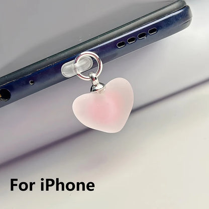 Heart-Shaped Phone Dust Plug Pendant - Universal iPhone/Type-C Accessory for Protection & Style