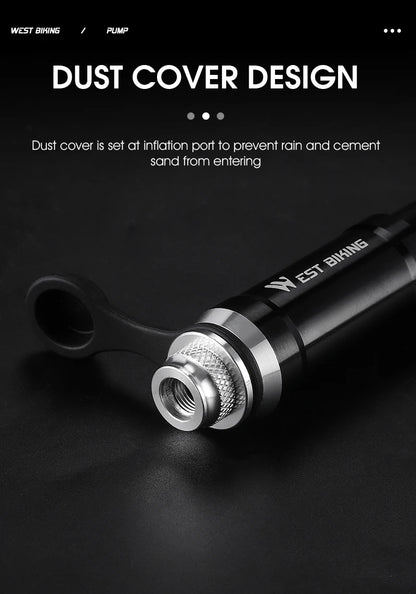 WEST BIKING 130PSI Mini Bike Pump – Portable Aluminum Alloy Hand Air Pump for MTB & Road Cycling, Drop-Proof & Ultralight