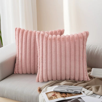 Luxurious Plush Striped Pillowcases – Soft Decorative Cushion Covers for Sofa Interiors
