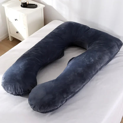 Soft Fleece U-Shaped Pregnancy Pillow – Multi-Function Side & Lumbar Support Cushion for Women