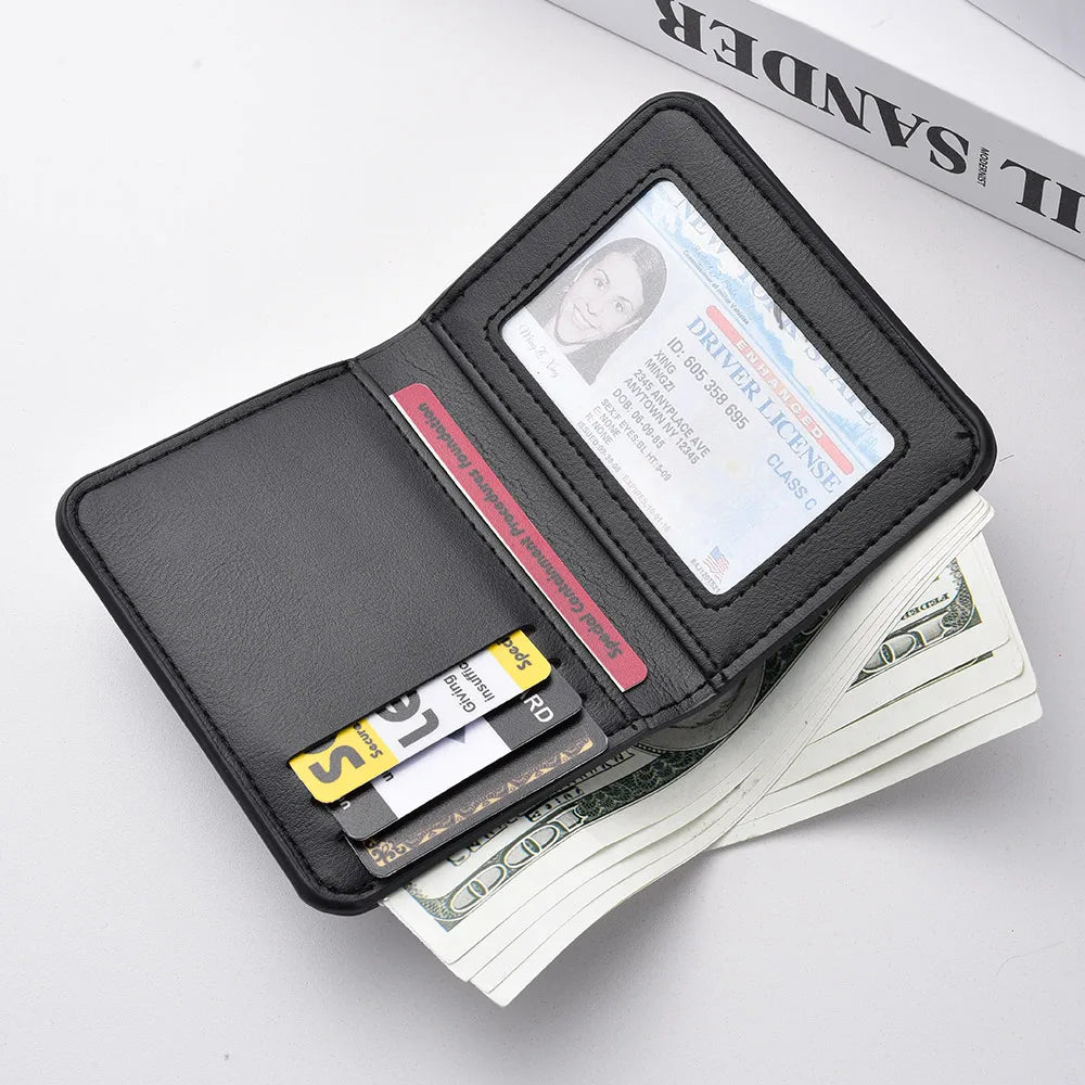 Ultra Thin Mini Leather Wallet - Soft PU Credit Card Holder Vertical Short Wallet for Men