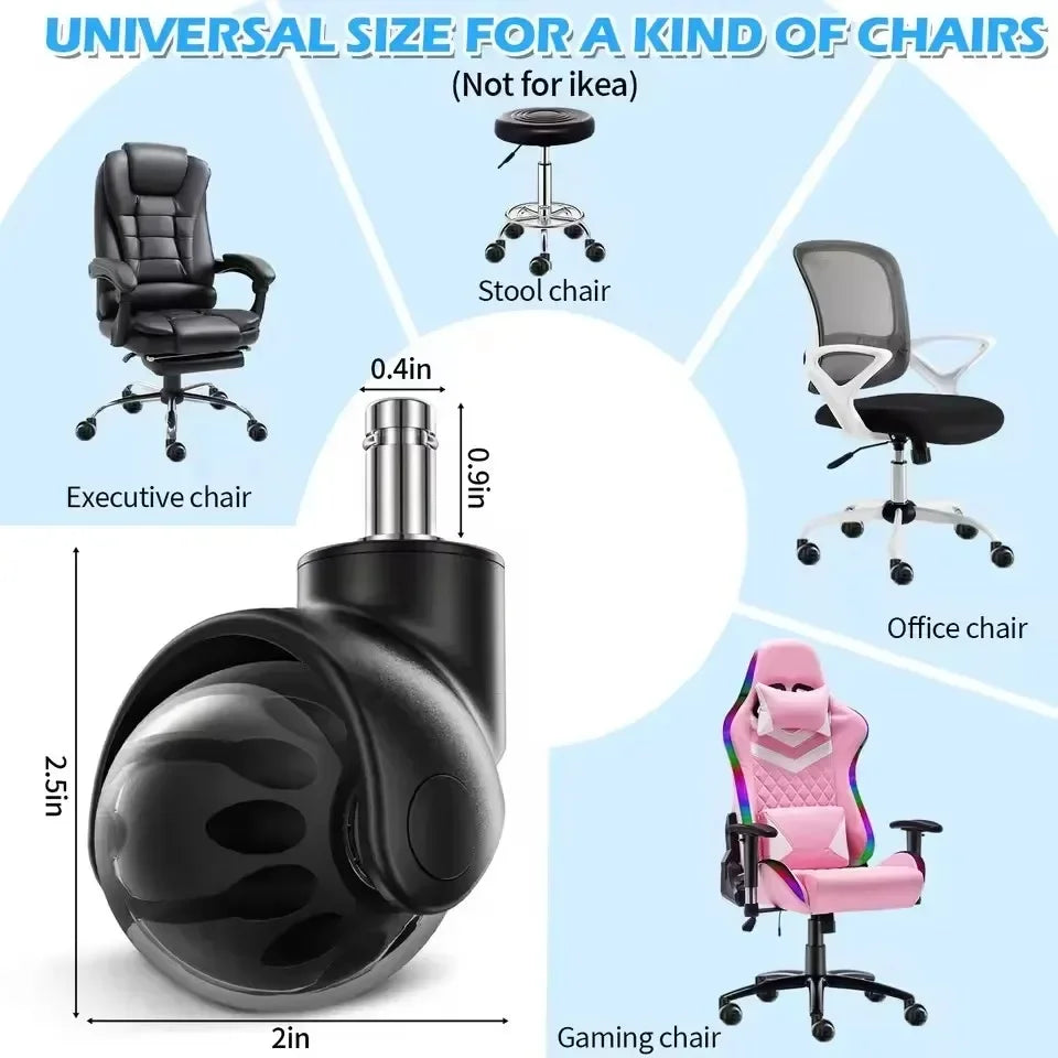 5-Pack 2" M11 Office Chair Caster Wheels — Heavy Duty, Quiet Rolling, Universal Fit for Desk Chairs