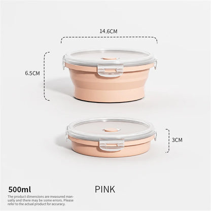 Collapsible Silicone Food Storage Container - Portable Lunch Box with Lid for Microwave & Freezer Use