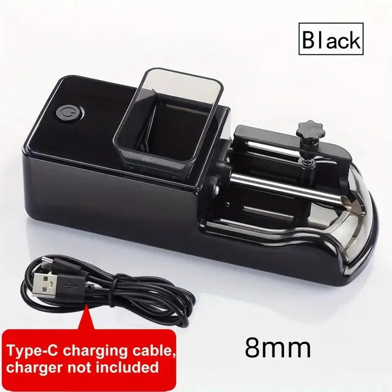 6.5/8mm Electric Cigarette Rolling Machine Type-C Automatic Tobacco Injector Maker – Portable Grass Cigarette Rolling Device Smoking Accessory