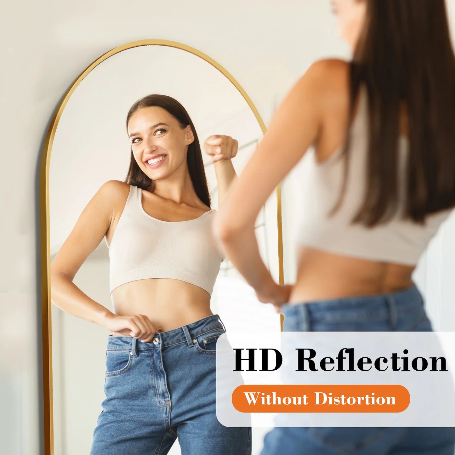 Full Body Wall Mirror 59"x16" – Standing or Wall-Mounted with Aluminum Alloy Frame for Bathroom & Bedroom