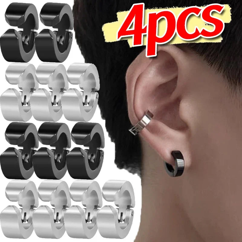 Non-Piercing Hoop Ear Cuff Earrings - Gothic Punk Clip-On Fashion Jewelry for Men & Women