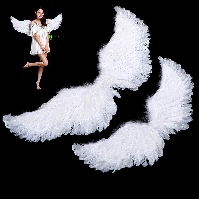 White Angel Feather Wings, Halo, and Magic Wand Set – Kids and Adult Costume Accessories for Cosplay, Weddings, Halloween, Christmas, and Parties