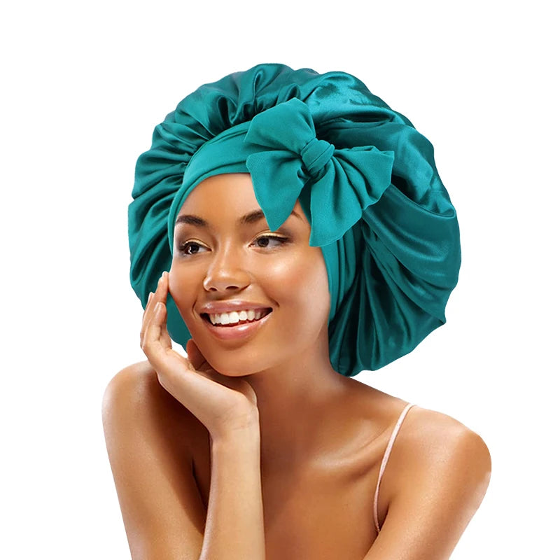 New Satin Sleeping Hat for Women – Stretchy Tie Band, Adjustable Night Shower Cap, Hair Head Cover Bonnet Turban