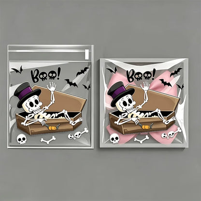 100-Piece Halloween Treat Bags - Clear Self-Sealing Candy, Cookie, and Trick-or-Treat Goodie Bags