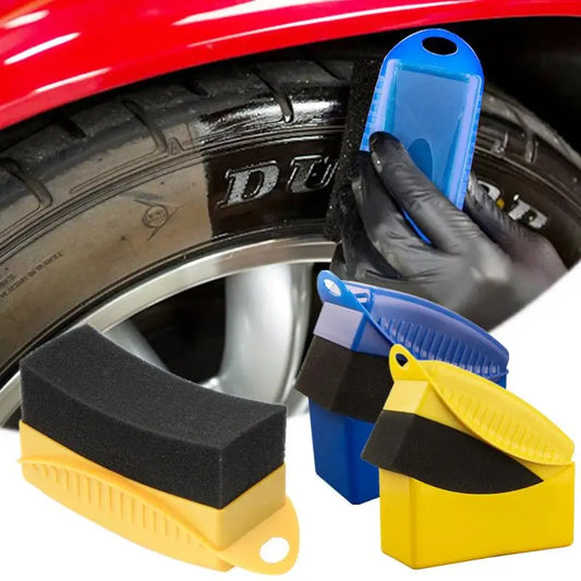 Car Wheel Polishing Waxing Sponge Brush – ABS Cover, Tire Contour Dressing Applicator Pads, Washing & Cleaning Detail Accessories