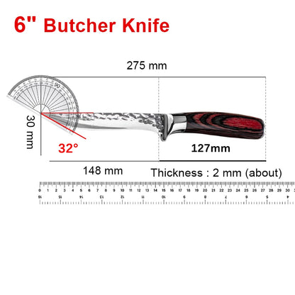 Handmade Stainless Steel Chef Boning Knife - Sharp Meat Cleaver, Fishing Knife, and Butcher Tool for Slicing