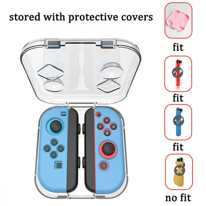 Nintendo Switch Joy-Con Mini Storage Case – Transparent PC Box with Wristband & Silicone Cover for Zelda OLED