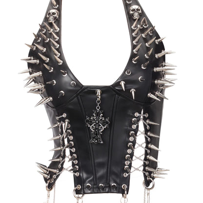 Y2K Gothic Spiked Tank Top - Punk Rock Emo Grunge Festival Style for Women