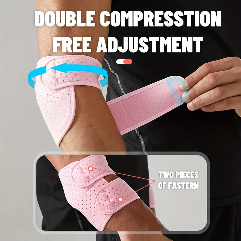 Adjustable Compression Elbow Brace - Breathable Open-Design Tennis Elbow Support with Double Straps