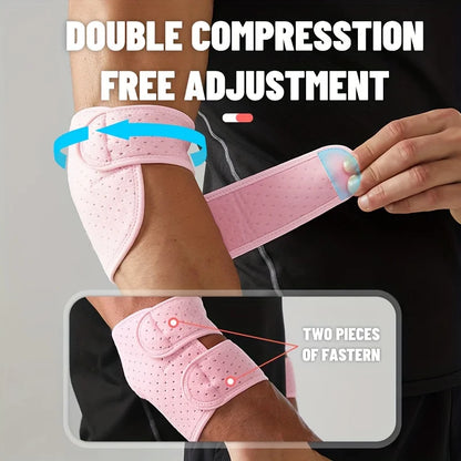 Adjustable Compression Elbow Brace - Breathable Open-Design Tennis Elbow Support with Double Straps