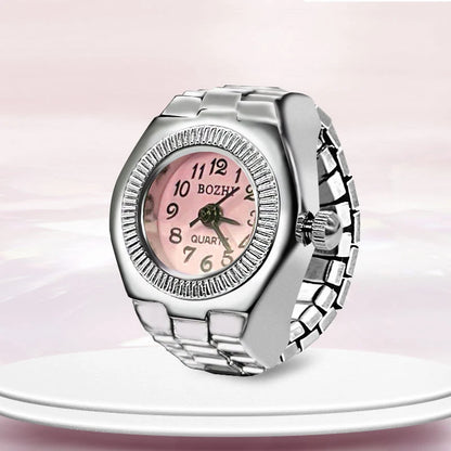 Kiss Jewelry Digital Quartz Finger Watch Ring – Mini Elastic Punk Style Clock Ring for Women, Men & Couple Teens Accessory