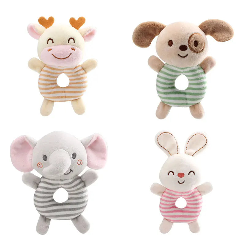 Newborn Baby Rattle Toy – Plush Cartoon Animal Hand Ring for Infants 0-24 Months, Toddler Early Educational Bed Toy