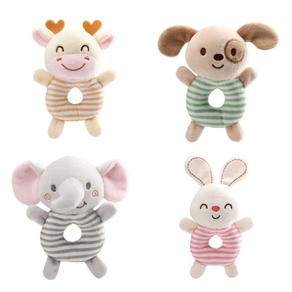Newborn Baby Rattle Toy – Plush Cartoon Animal Hand Ring for Infants 0-24 Months, Toddler Early Educational Bed Toy