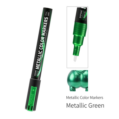 DSPIAE MKA Super Metallic Brush Marker Pens – Water-Based Eco-Friendly Paint Pens (Pink, Orange, Red, Blue, Green, Silver, Gold)