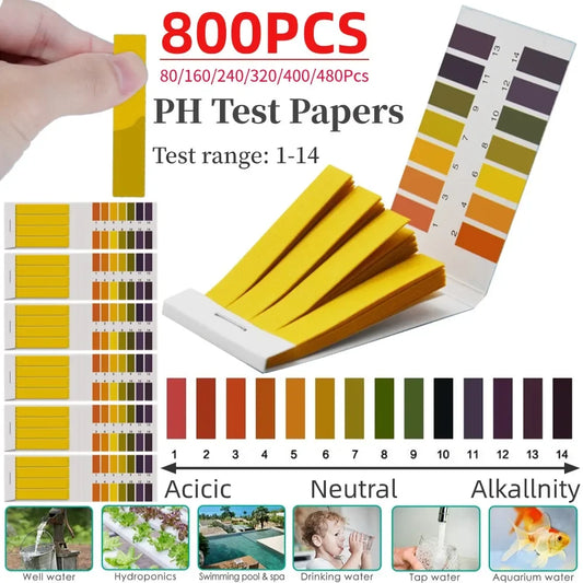 80-800pcs PH Litmus Test Strips — Professional 1-14 Indicator Paper for Water, Cosmetics, Soil Acidity Testing and Measurement