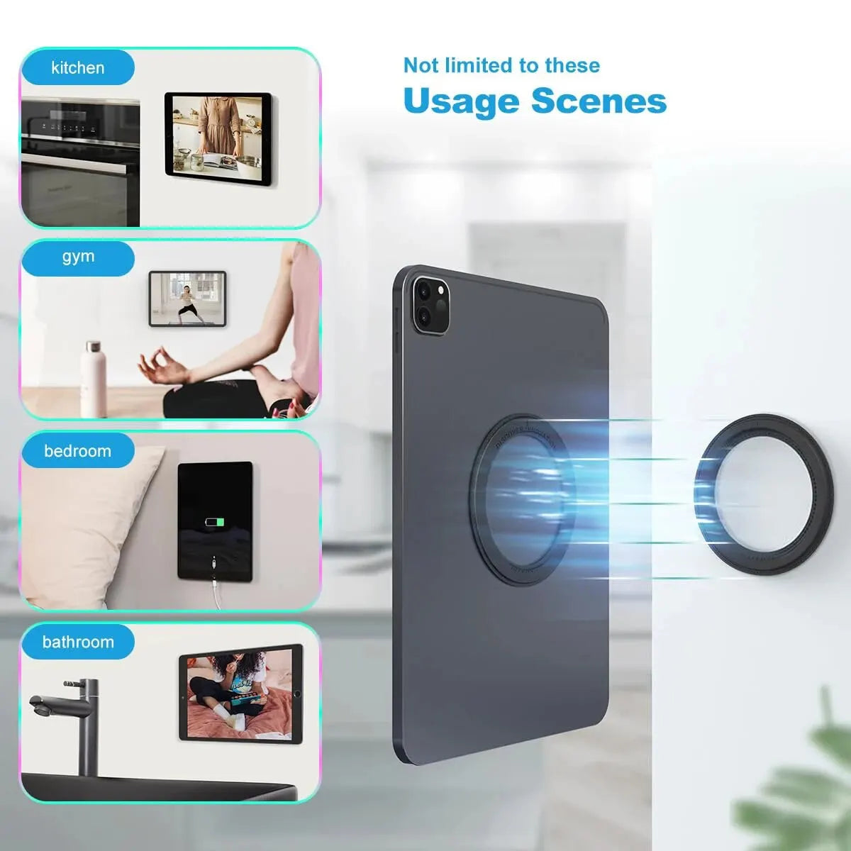 Magnetic Tablet Wall Mount – iPad Holder with SnapHold Sticker for Home, Office, Fridge & More