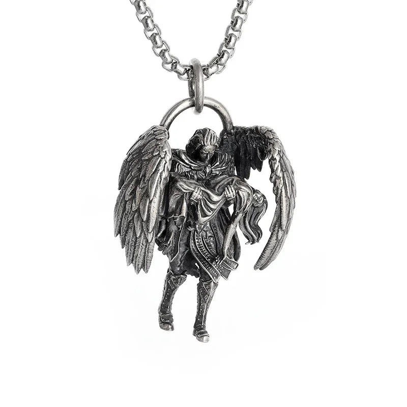 Gothic Skull Jesus Cross Necklace – Punk Catholic Amulet Jewelry for Men, Religious Pendant