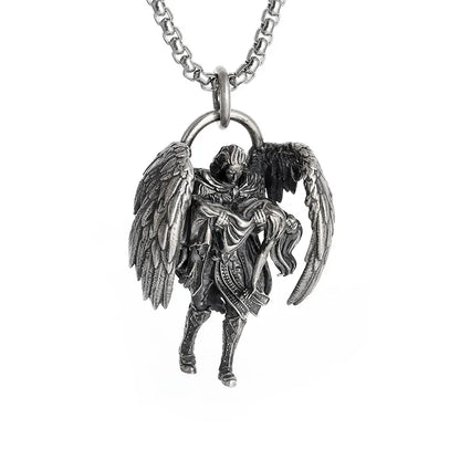 Gothic Skull Jesus Cross Necklace – Punk Catholic Amulet Jewelry for Men, Religious Pendant