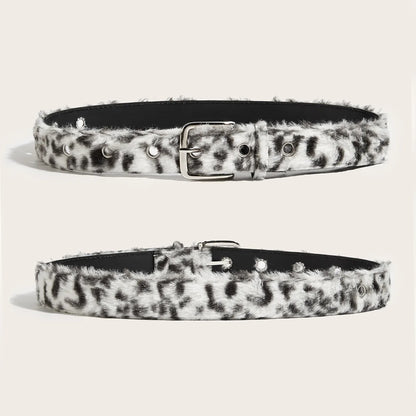Gothic Y2K Faux Fur Belt - Women’s Punk Hip Hop Waistband for Jeans & Winter Fashion