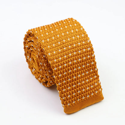Classic Knit Neck Tie for Men — 6cm Plaid & Dots Casual Business Wedding Tie