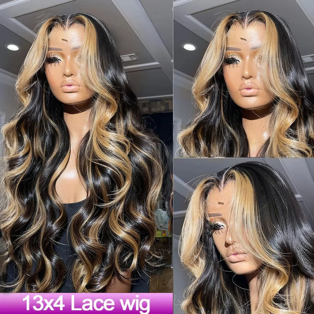 1B/27 Body Wave Human Hair Wig – 30” 13x4 HD Lace Frontal Ombre Blonde Brazilian Wig for Black Women