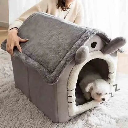 Indoor Warm Pet Bed Tent House - Soft Dog House Kennel with Removable Cushion, Suitable for Small, Medium, and Large Pets